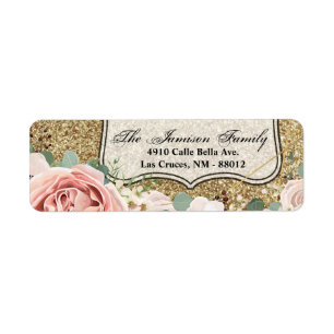 .75"x2.25" Return Address Label Geometric Rose Gol