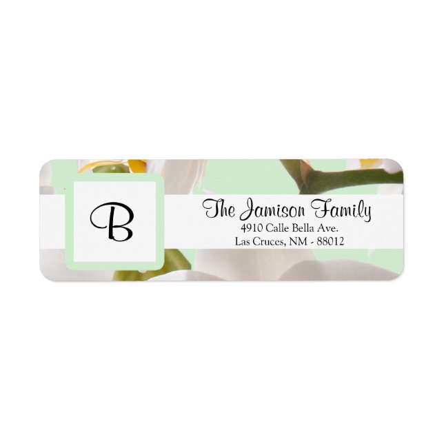 .75"x2.25" Return Address Label Green & Orchid (Front)