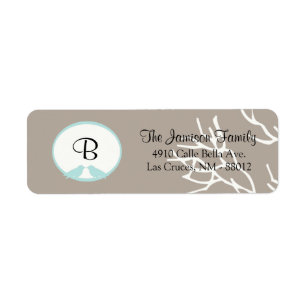 .75"x2.25" Return Address Label Grey Tree & Birds