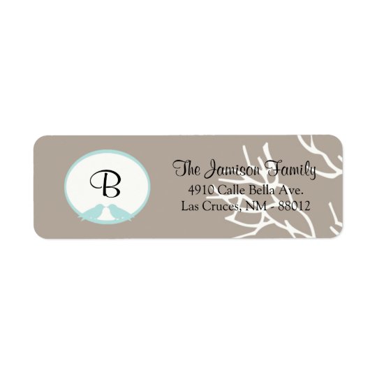 .75"x2.25" Return Address Label Grey Tree & Birds