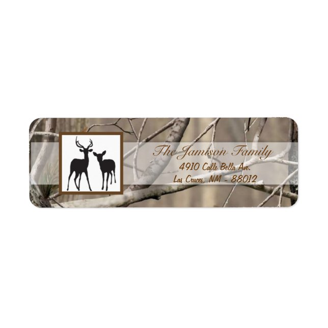 .75"x2.25" Return Address Label Hunters Camo Deer (Front)