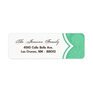 .75"x2.25" Return Address Label Mint White Damask