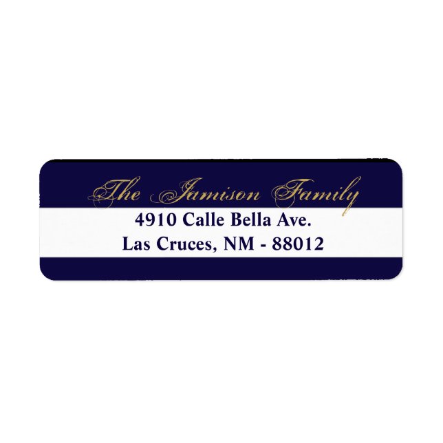 .75"x2.25" Return Address Label Modern Stripe Navy (Front)