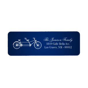 .75"x2.25" Return Address Label Navy Double Bike