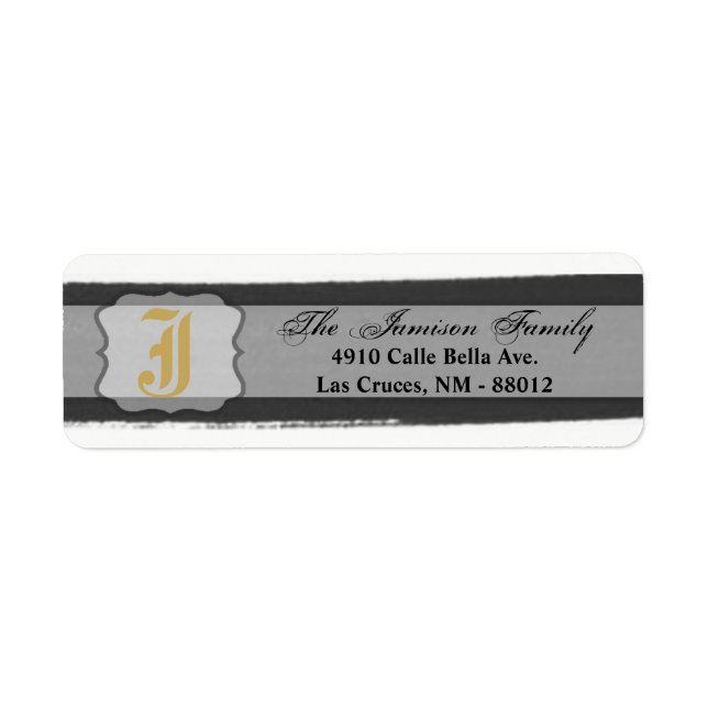 .75"x2.25" Return Address Label Ombre Stripe Black (Front)