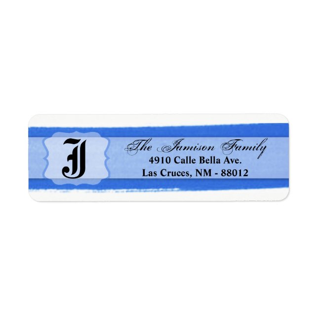 .75"x2.25" Return Address Label Ombre Stripe Blue (Front)