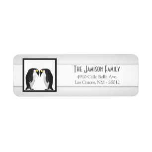 .75"x2.25" Return Address Label Penguins Mate Life