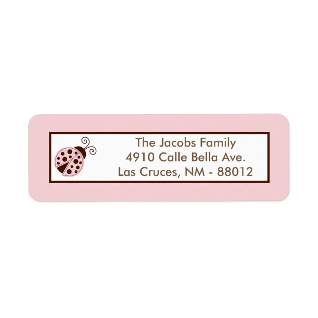 .75"x2.25" Return Address Label Pink Ladybug (Front)