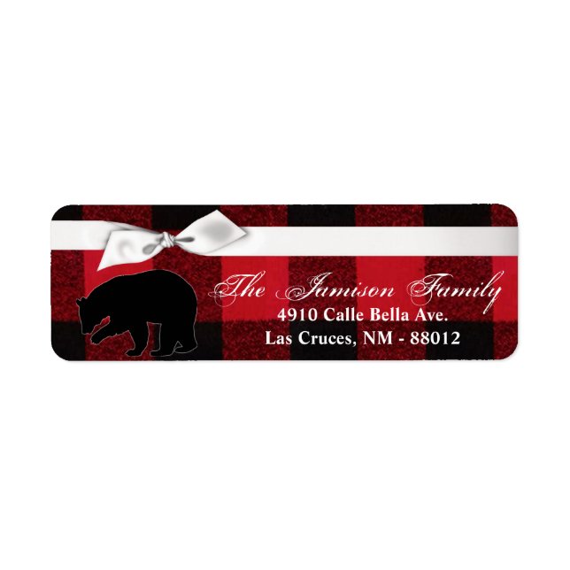 .75"x2.25" Return Address Label Red Buffalo Plaid (Front)