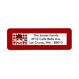 .75"x2.25" Return Address Label Red Sock Monkey