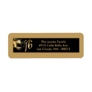.75"x2.25" Return Address Label Sweet 16 Gold