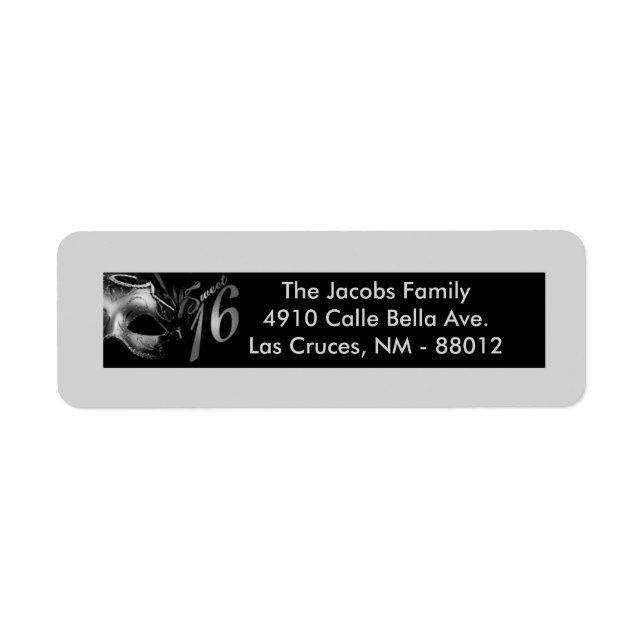 .75"x2.25" Return Address Label Sweet 16 Silver (Front)