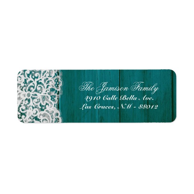 .75"x2.25" Return Address Label Teal Wood (Front)