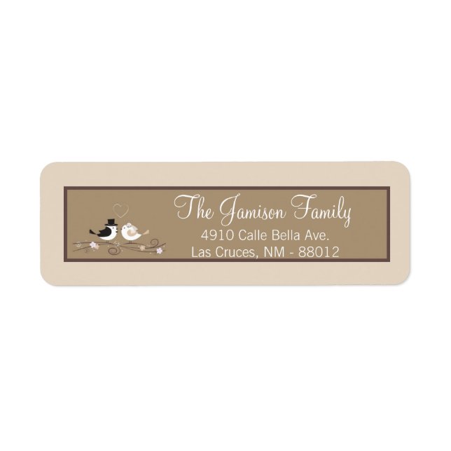.75"x2.25" Return Address Label Wedding Birds (Front)