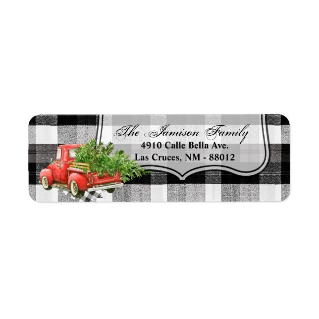 .75"x2.25" Return Address Label XMAS Truck Buffalo (Front)