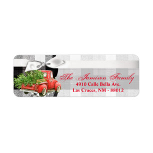 .75"x2.25" Return Address Label XMAS Truck Christm