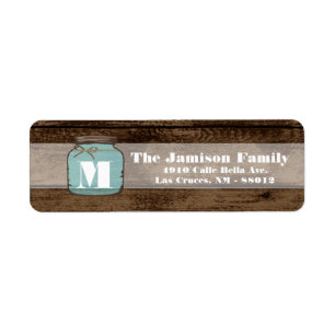 .75"x2.25" Return Address Mason Jar Wood Country