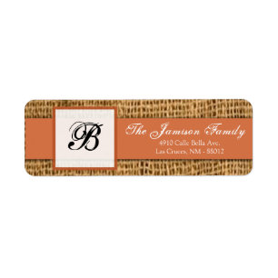 .75"x2.25" Return Address Orange Burlap Lace