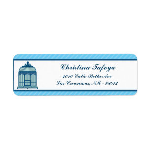 .75" x 2.25" Return Address Birdcage/Blue Stripes