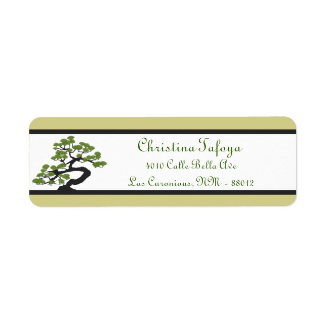 .75" x 2.25" Return Address Japanese Green Bonsai (Front)