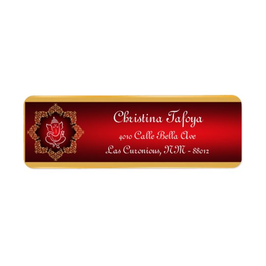 .75" x 2.25" Return Address Lord Ganesha/Hindu Red Return Address Label