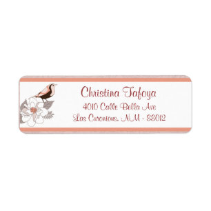 .75" x 2.25" Return Address Pink/Brown Floral Love