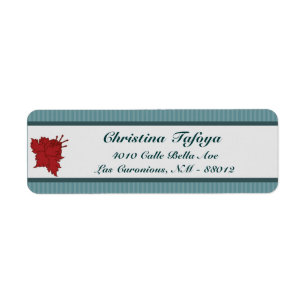 .75" x 2.25" Return Address Teal Blue Damask/Strip
