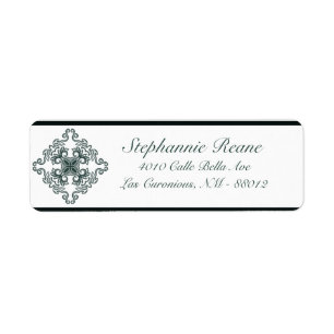 .75" x 2.25" Return Address Teal Damask