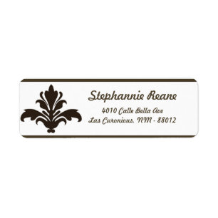 .75" x 2.25" Return Address Vintage Brown Damask