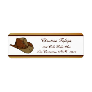 .75" x 2.25" Return Address Western Cowgirl Hat/Bo