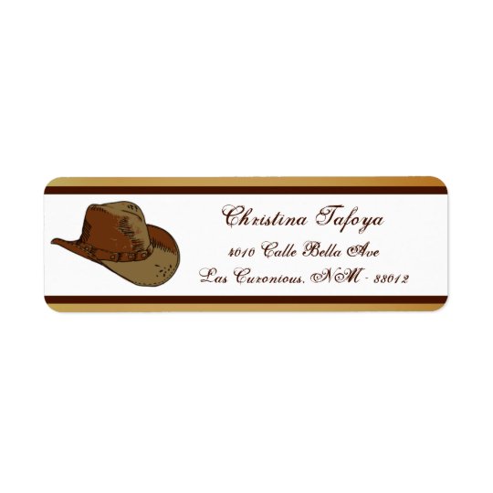 .75" x 2.25" Return Address Western Cowgirl Hat/Bo Return Address Label