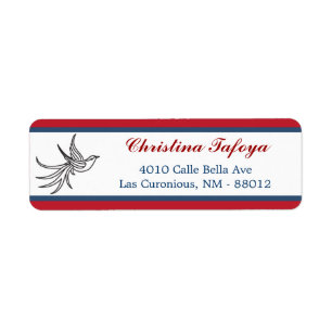 .75" x 2.25" Return Address White Doves Red Blue B