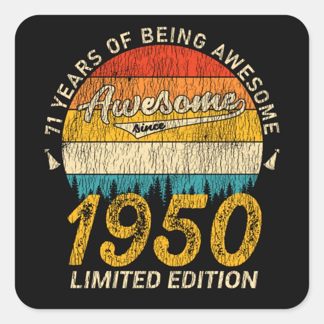 75 Year Old 1950 Retro Awesome 75th Birthday Gift Square Sticker (Front)