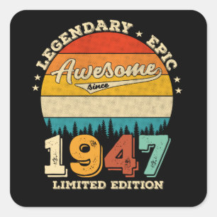 75 Year Old Awesome Since 1947 75th Birthday Gift Square Sticker