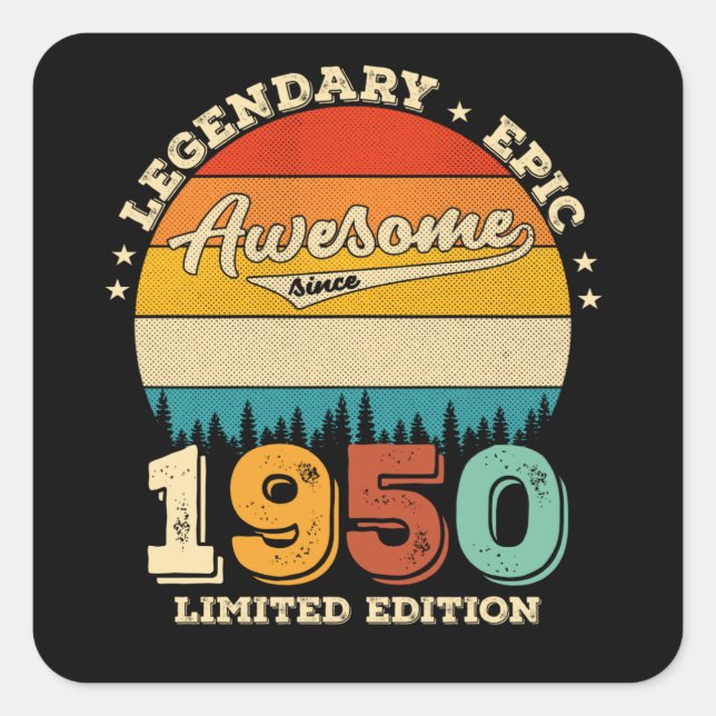75 Year Old Bday 1950 Awesome 75th Birthday Gift Square Sticker (Front)