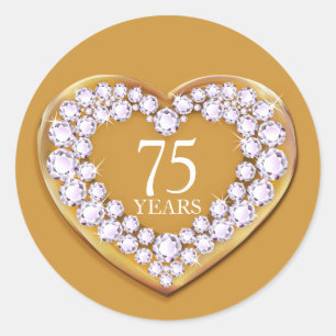 75 years anniversary gold diamond heart stickers