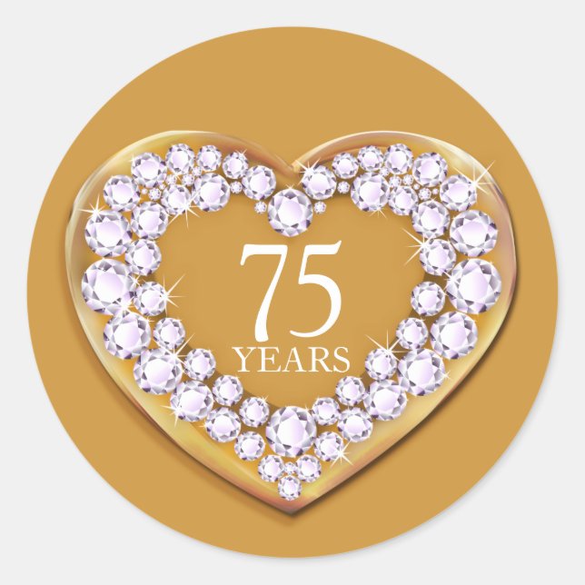 75 years anniversary gold diamond heart stickers (Front)