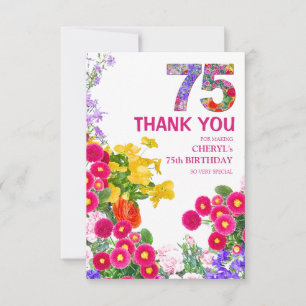 75 Years Elegant Garden Floral – 75th Birthday Thank You Card