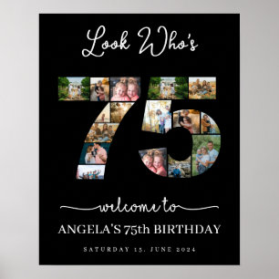 75 years old look who's 75 birthday party poster