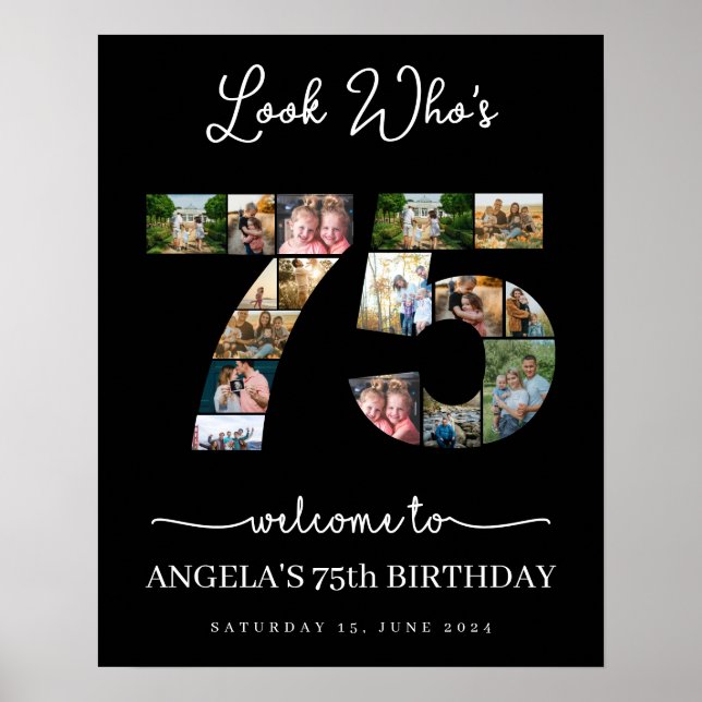 75 years old look who's 75 birthday party poster (Front)