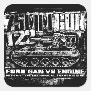 75mm gun T22 Square Sticker Sticker