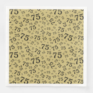 75th Age Random Number Pattern Black/Gold Napkin