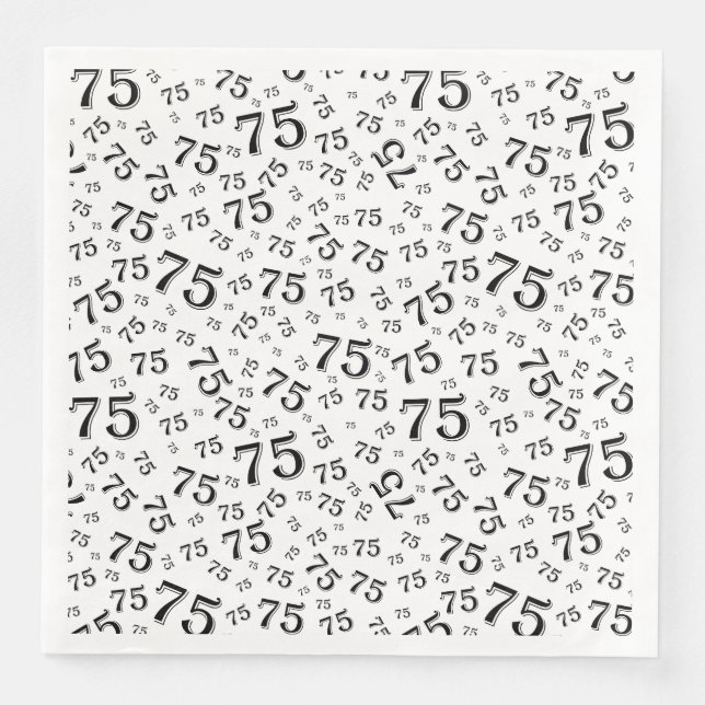 75th Age Random Number Pattern Black/White Napkin (Front)