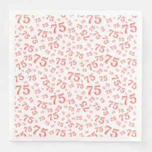 75th Age Random Number Pattern Coral/White Napkin