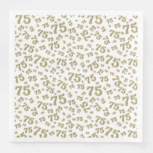75th Age Random Number Pattern Gold/White Napkin