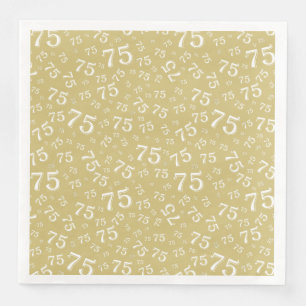 75th Age Random Number Pattern Gold/White Napkin