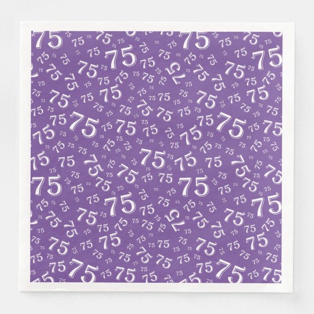 75th Age Random Number Pattern Purple/White Napkin (Front)
