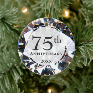 75th Anniversary Diamond Photo Personalised Ceramic Tree Decoration
