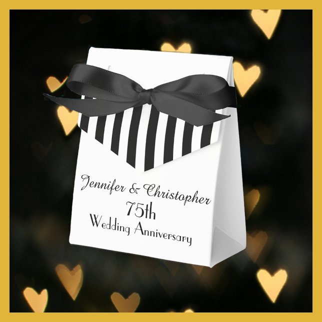 75th Anniversary Favour Box, Black & White Stripes Box (Creator Uploaded)