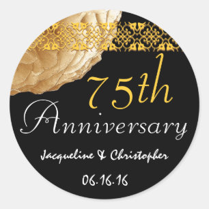 75th Anniversary GOLD & BLACK Rose Sticker